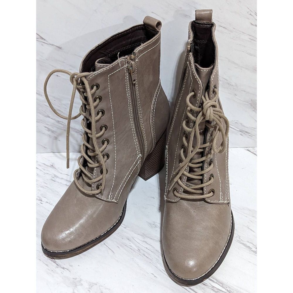 Candies Women's Tan Lace-Up Mid-Calf Boots Size 10